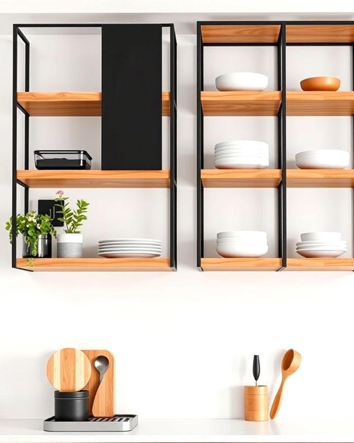 Black and Brown Open Shelving