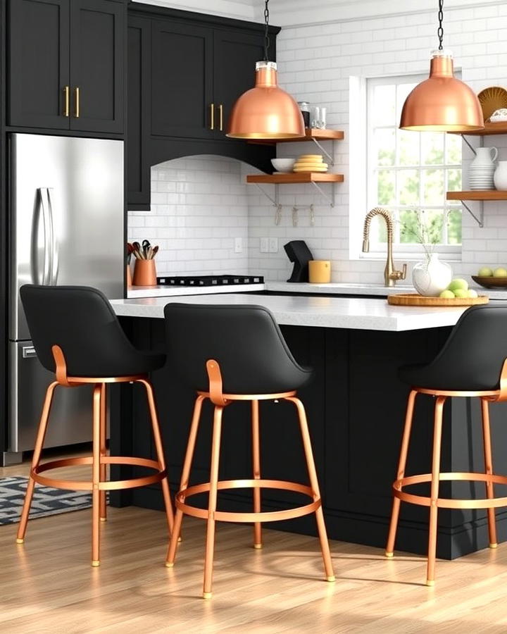 Black and Copper Bar Stools