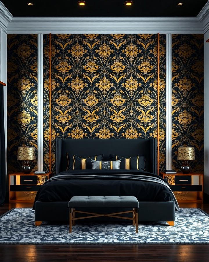 Black and Gold Accent Wall