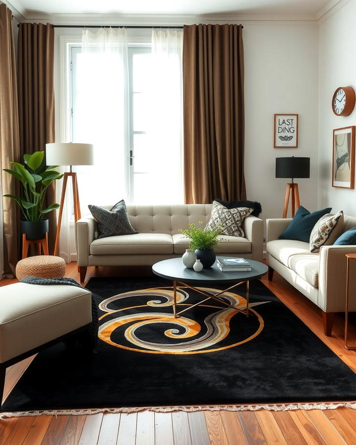 Black and Gold Area Rugs