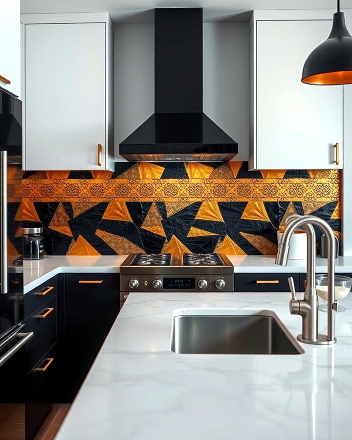 Black and Gold Backsplash for Artistic Flair