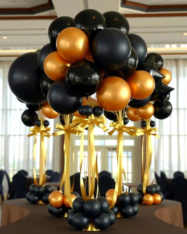 Black and Gold Balloon Centerpiece