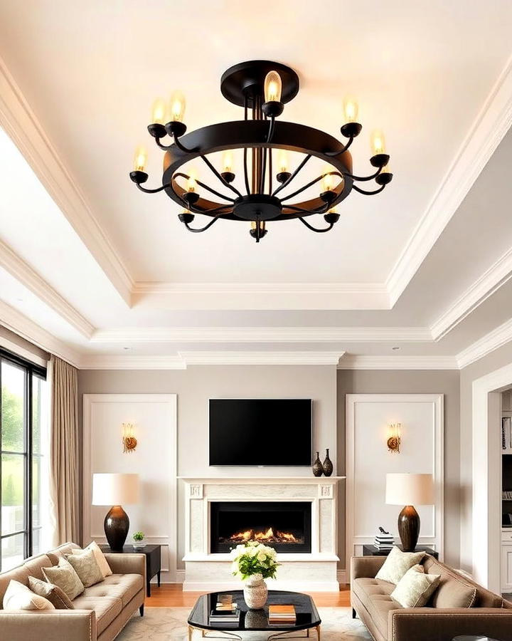 Black and Gold Ceiling Fixtures for Living Room