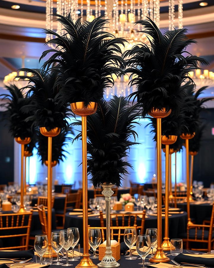 Black and Gold Feather Displays