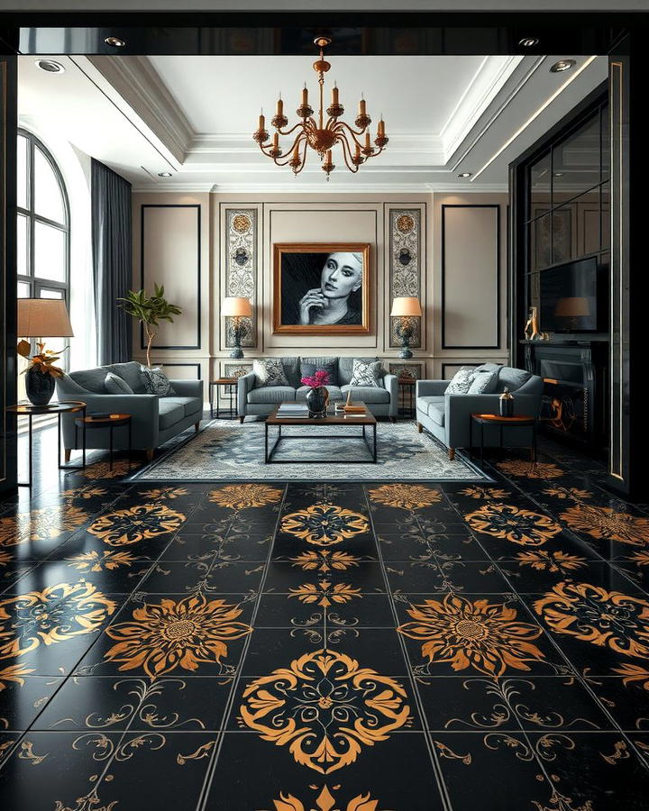 Black and Gold Floor Tiles