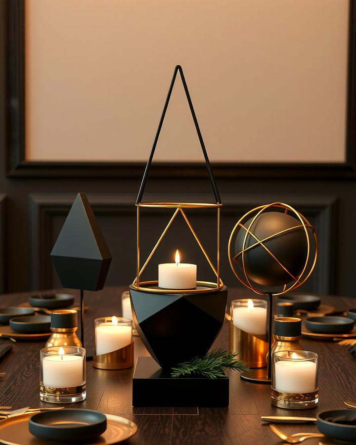 Black and Gold Geometric Sculptures