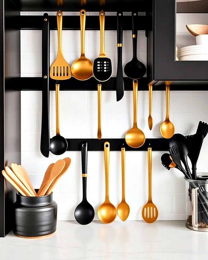 Black and Gold Kitchen Utensils