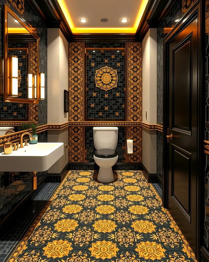 Black and Gold Mosaic Flooring