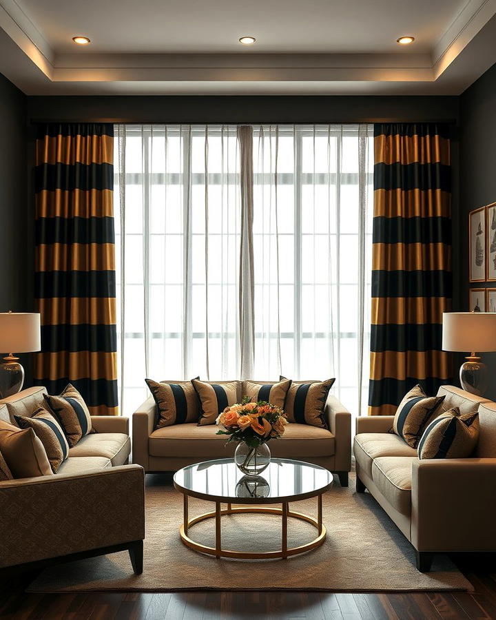 Black and Gold Striped Curtains