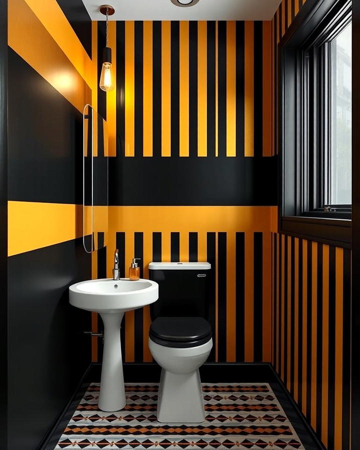 Black and Gold Striped Walls