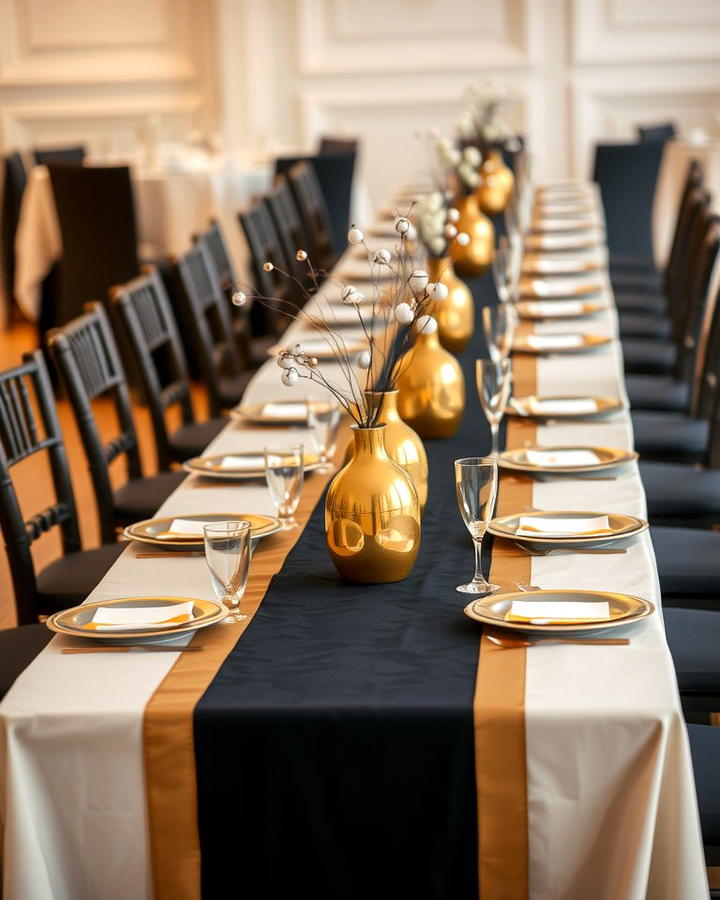 Black and Gold Table Runners with Accents