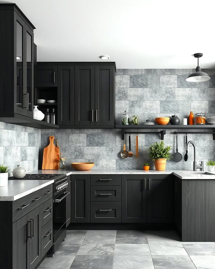 Black and Gray Textured Walls