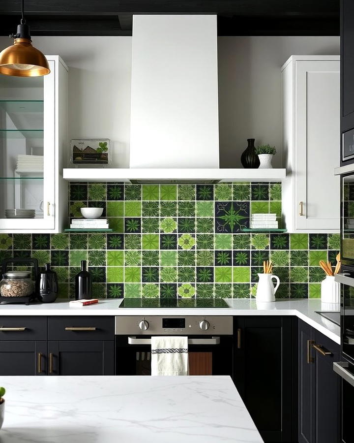 Black and Green Accent Tiles