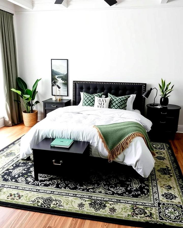 Black and Green Area Rug for Cohesion