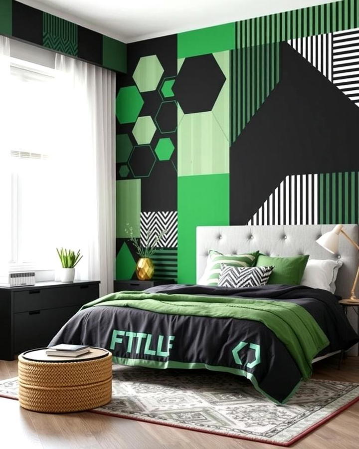 Black and Green Geometric Wallpaper