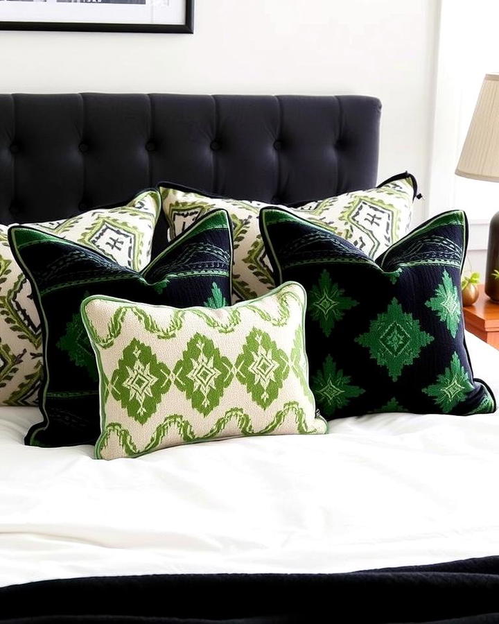 Black and Green Throw Pillows for Layering