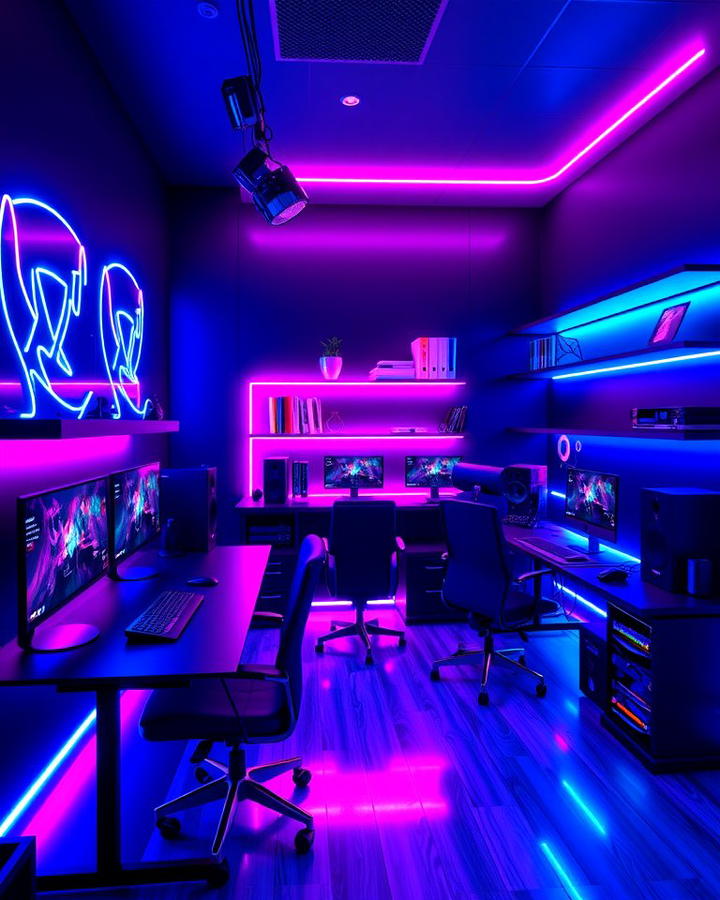 Black and Neon Gaming Setup