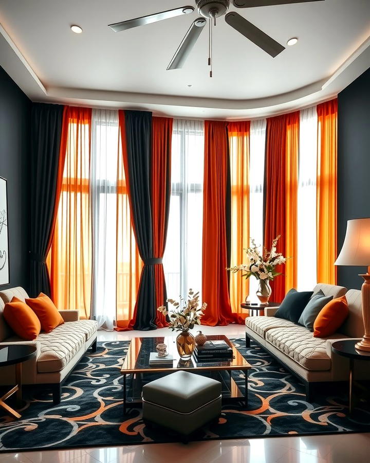 Black and Orange Drapes