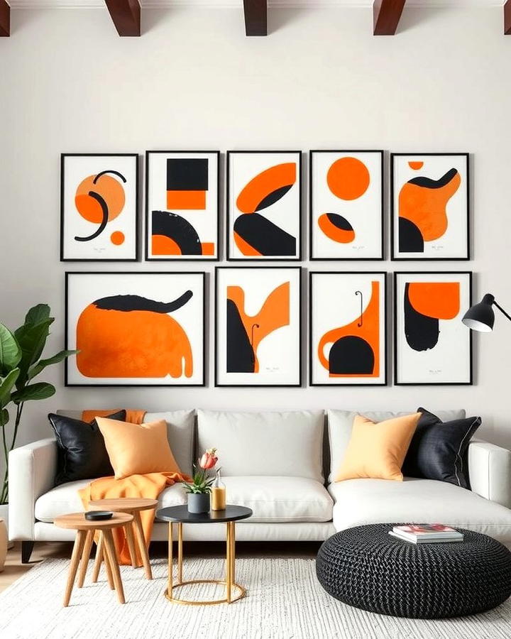 Black and Orange Gallery Wall