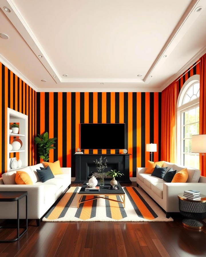 Black and Orange Striped Wallpaper