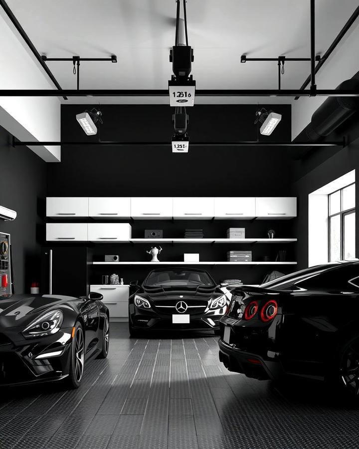 Black and White Contrast Garage Design