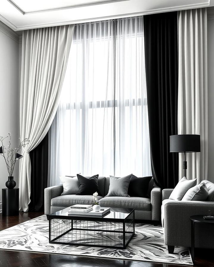 Black and White Curtain Layering