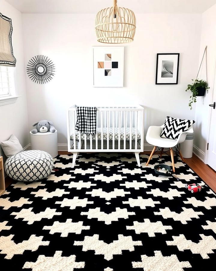 Black and White Geometric Rug