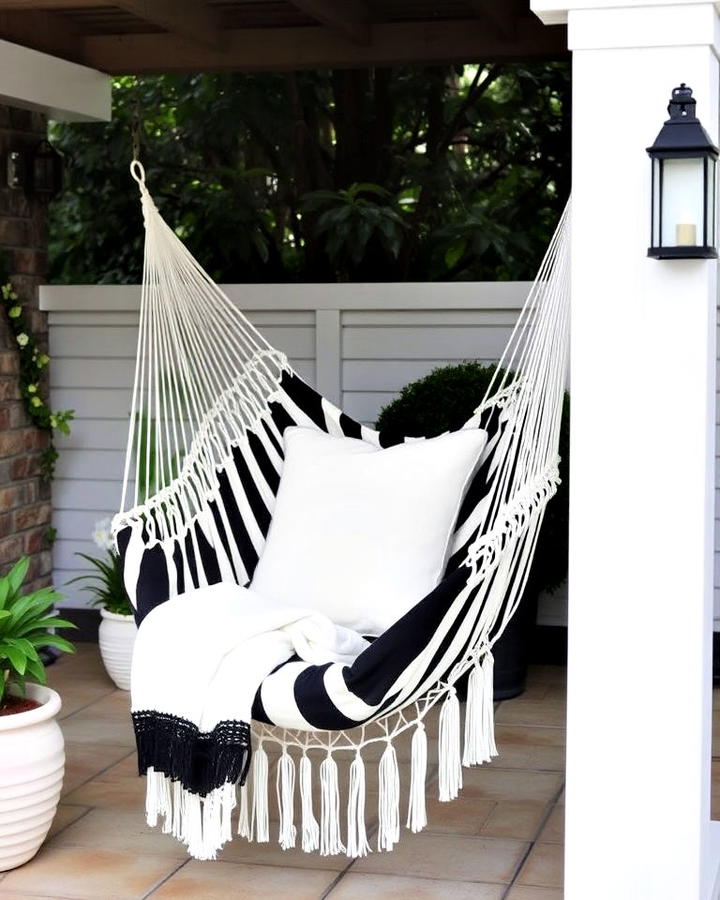 Black and White Hammock for Patio