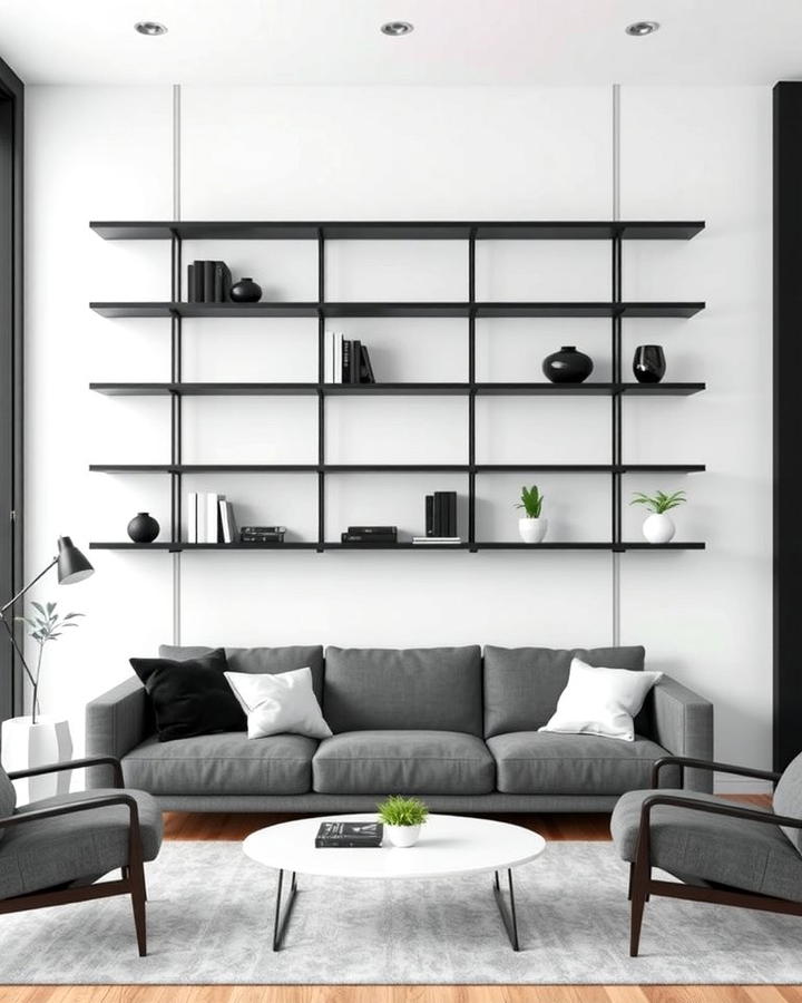 Black and White Open Shelving