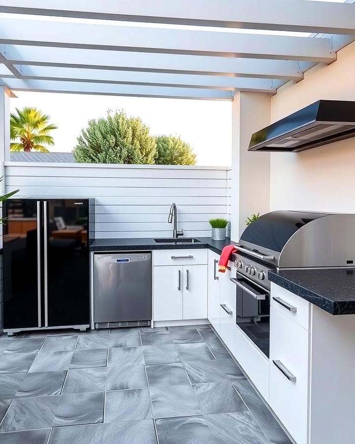 Black and White Outdoor Kitchen