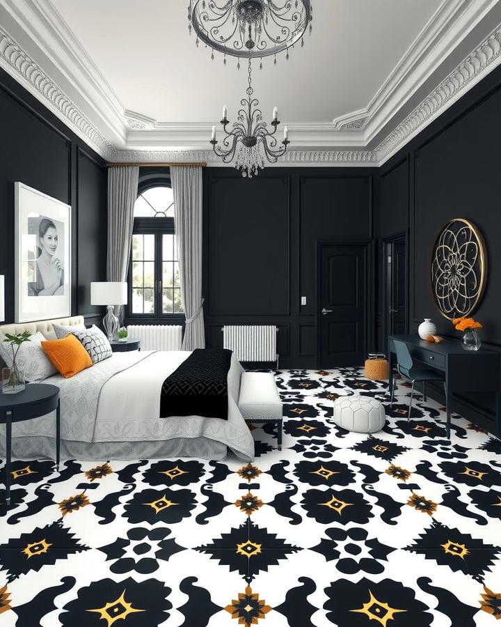 Black and White Patterned Floors for Contrast