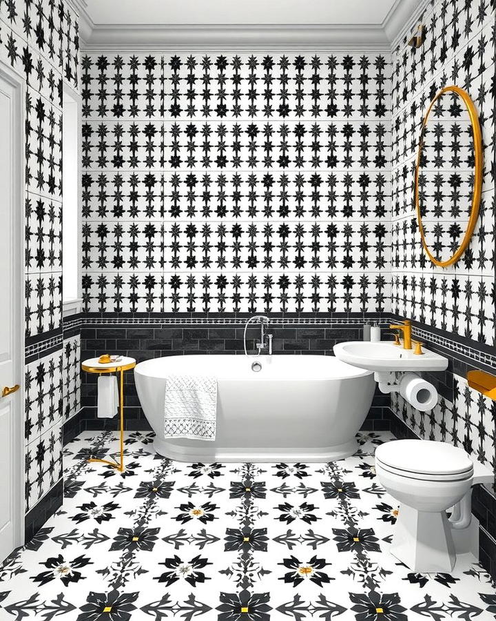 Black and White Patterned Tiles for Contrast