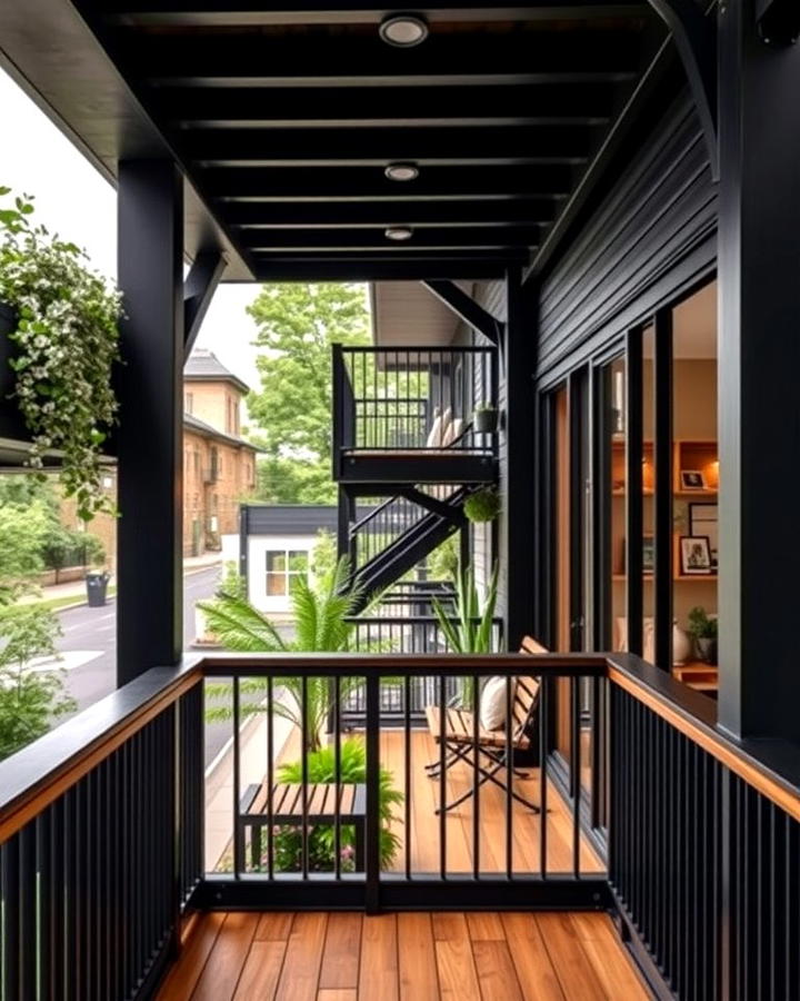 Black and Wood Balcony Design