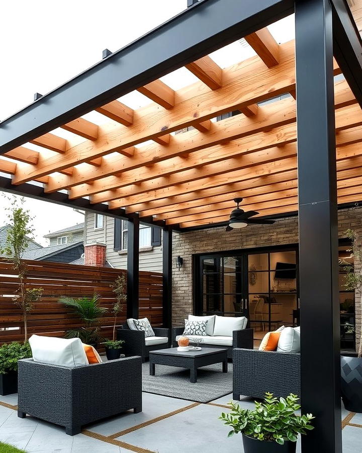 Black and Wood Pergola for Outdoor Spaces