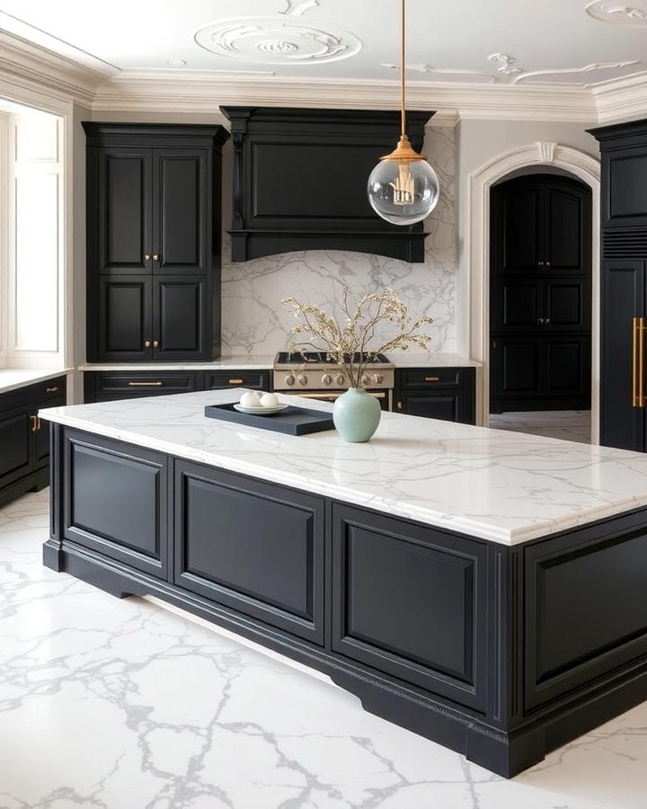 Black with Marble Countertops for Elegance