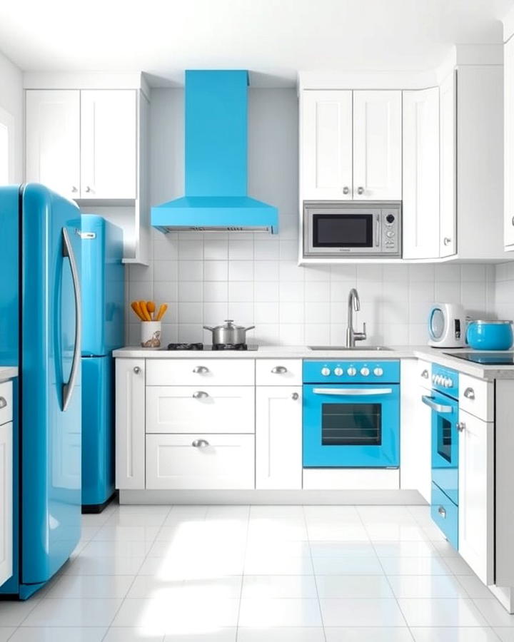 Blue Appliances with White Surroundings