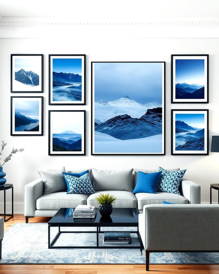 Blue Artwork with Black Frames