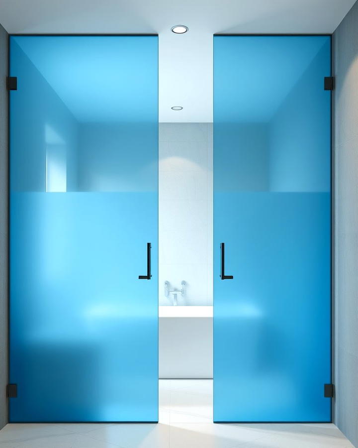 Blue Frosted Glass Doors