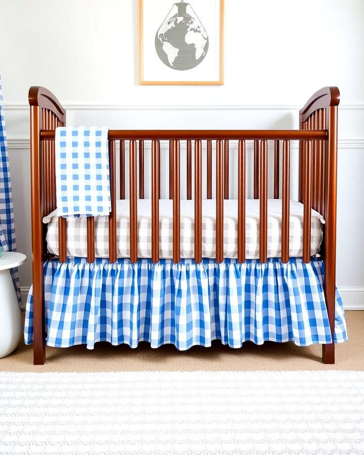 Blue Gingham Crib Skirt