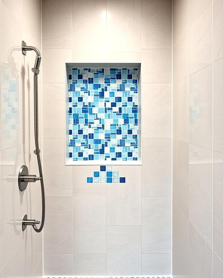 Blue Mosaic Shower Niche