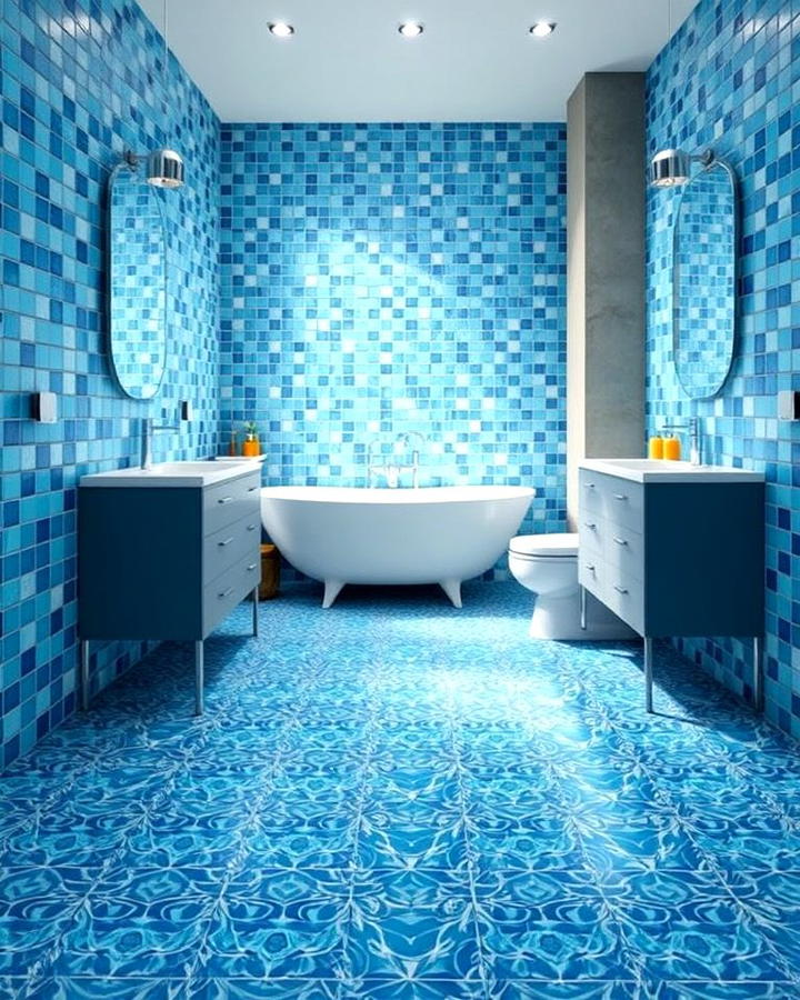 Blue Mosaic Tile Flooring