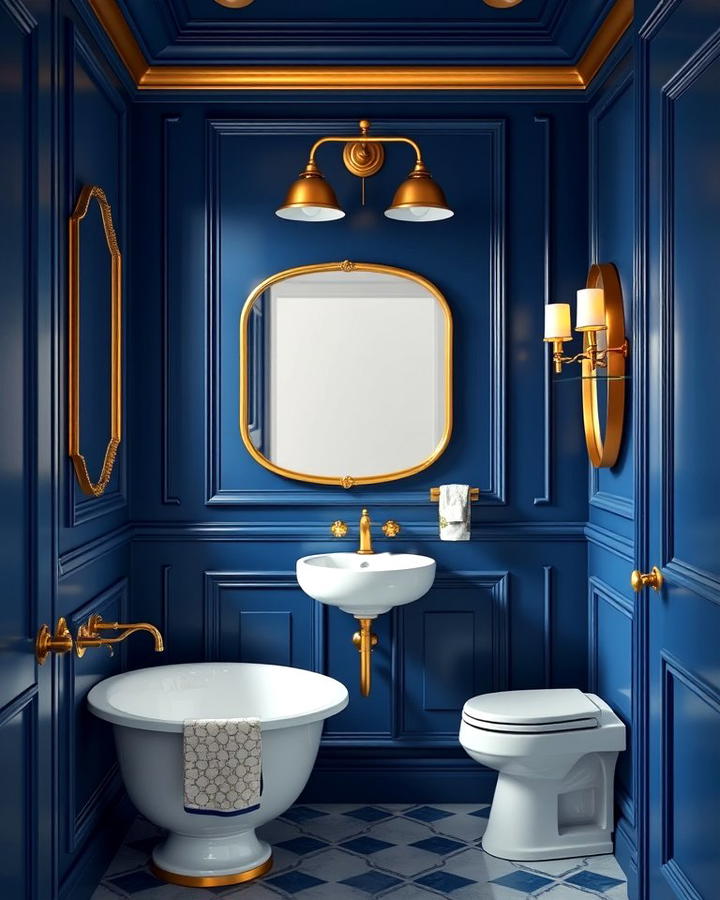 Blue Paneling with Gold Details