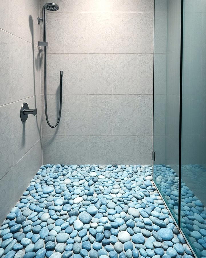 Blue Pebble Shower Floor