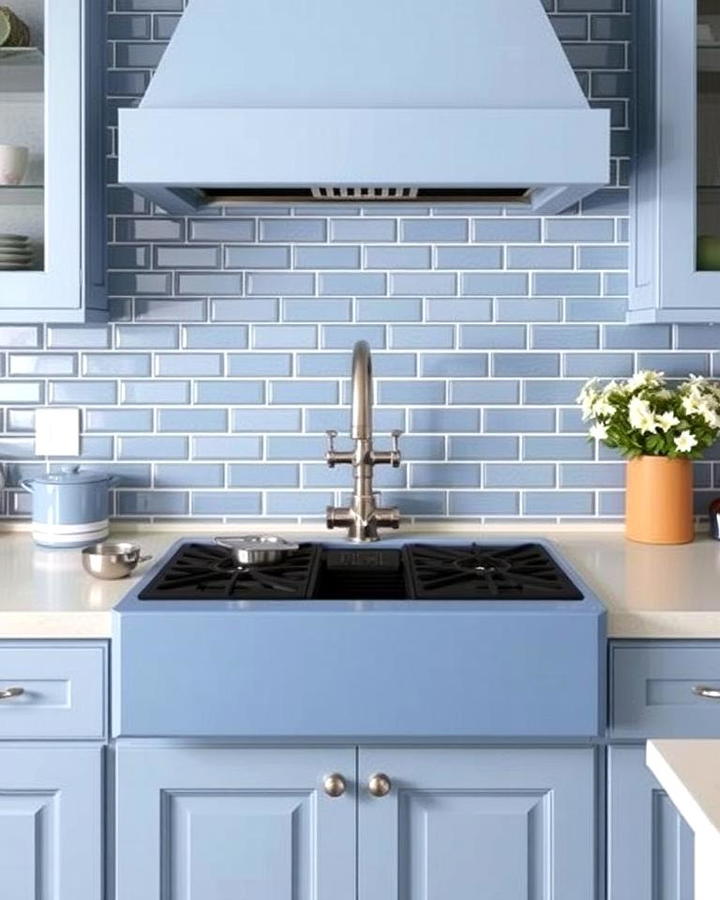 Blue Subway Tile Backsplash