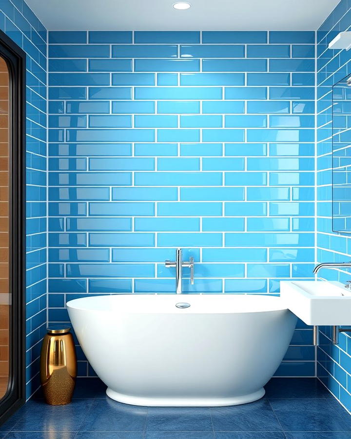 Blue Subway Tile Wall