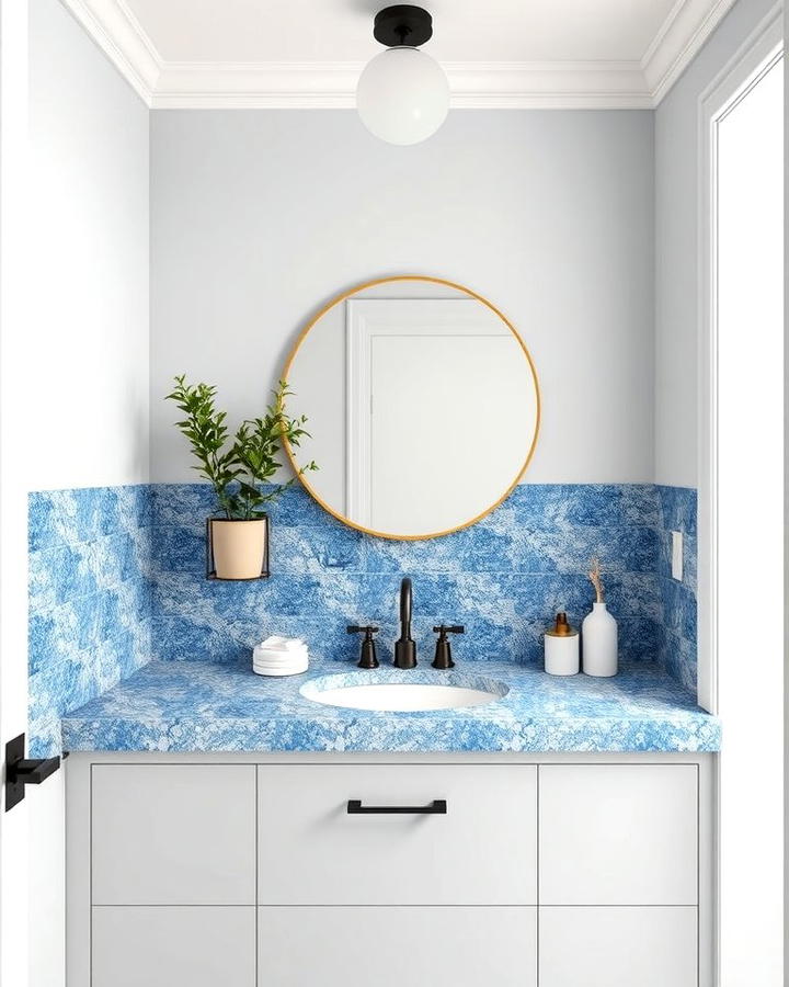 Blue Terrazzo Vanity Backsplash