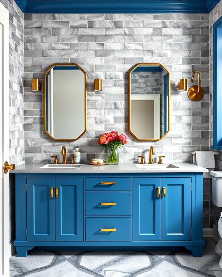 Blue Vanity with Gray Accents