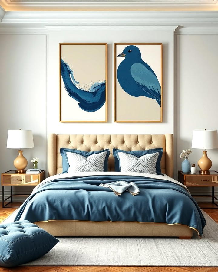 Blue and Beige with Statement Artwork