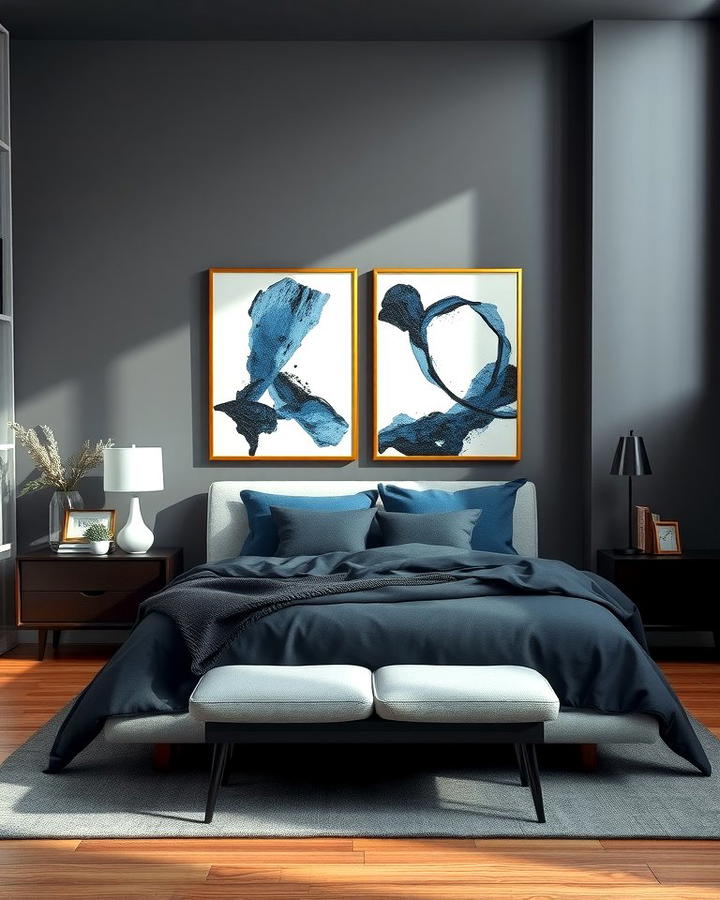 Blue and Black Abstract Artwork