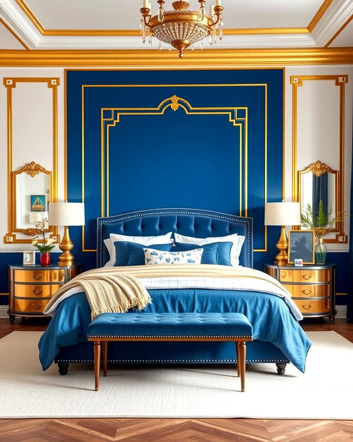 Blue and Gold Accent Walls